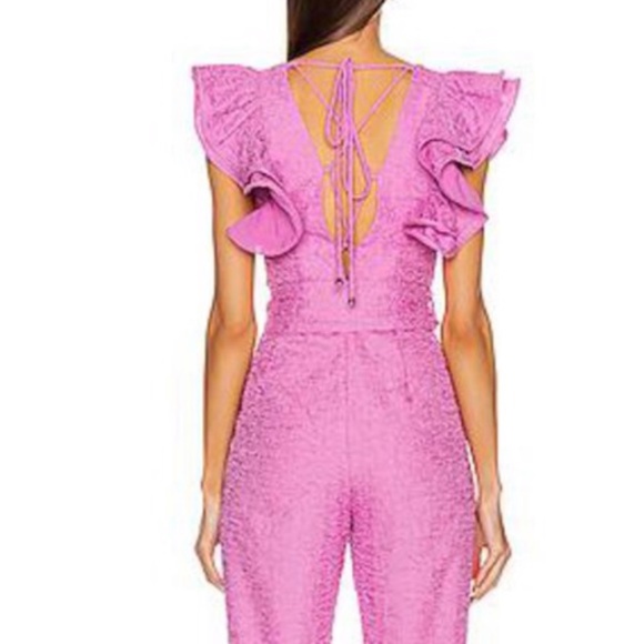 Retrofete Shelley Slim Leg Crinkled Jumpsuit Pink - Picture 4 of 10